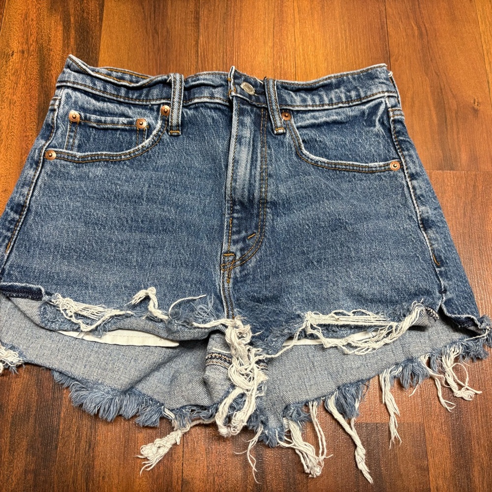 Abercrombie & Fitch Blue Distressed Jean Shorts